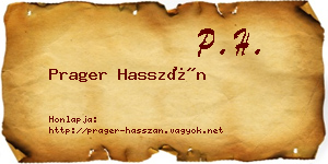Prager Hasszán névjegykártya